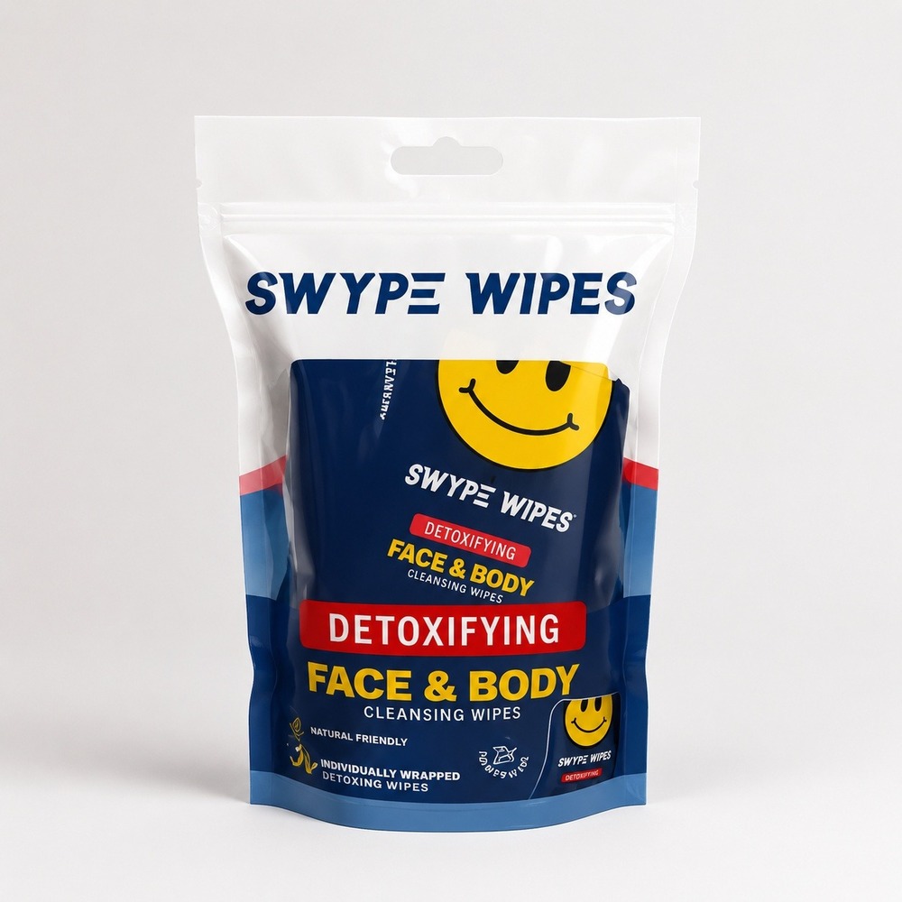SWYPE WIPES Detoxifying Face Body Cleansing Wipes 25 Count Individually Wrapped